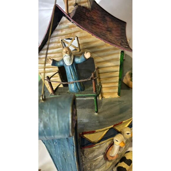 Vintage Handcrafted Iron Noah’s Ark Playset with Animal Figurines Collectible - Picture 3 of 14